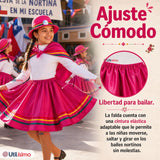 Pack 3 Trajes Nortinos Niña 3 piezas Fucsia Baile Típico Fiestas Patrias