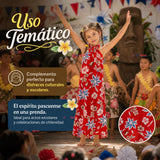 Pareo Pascuense Niña Hawaiano Rojo Danza Fiestas Patrias