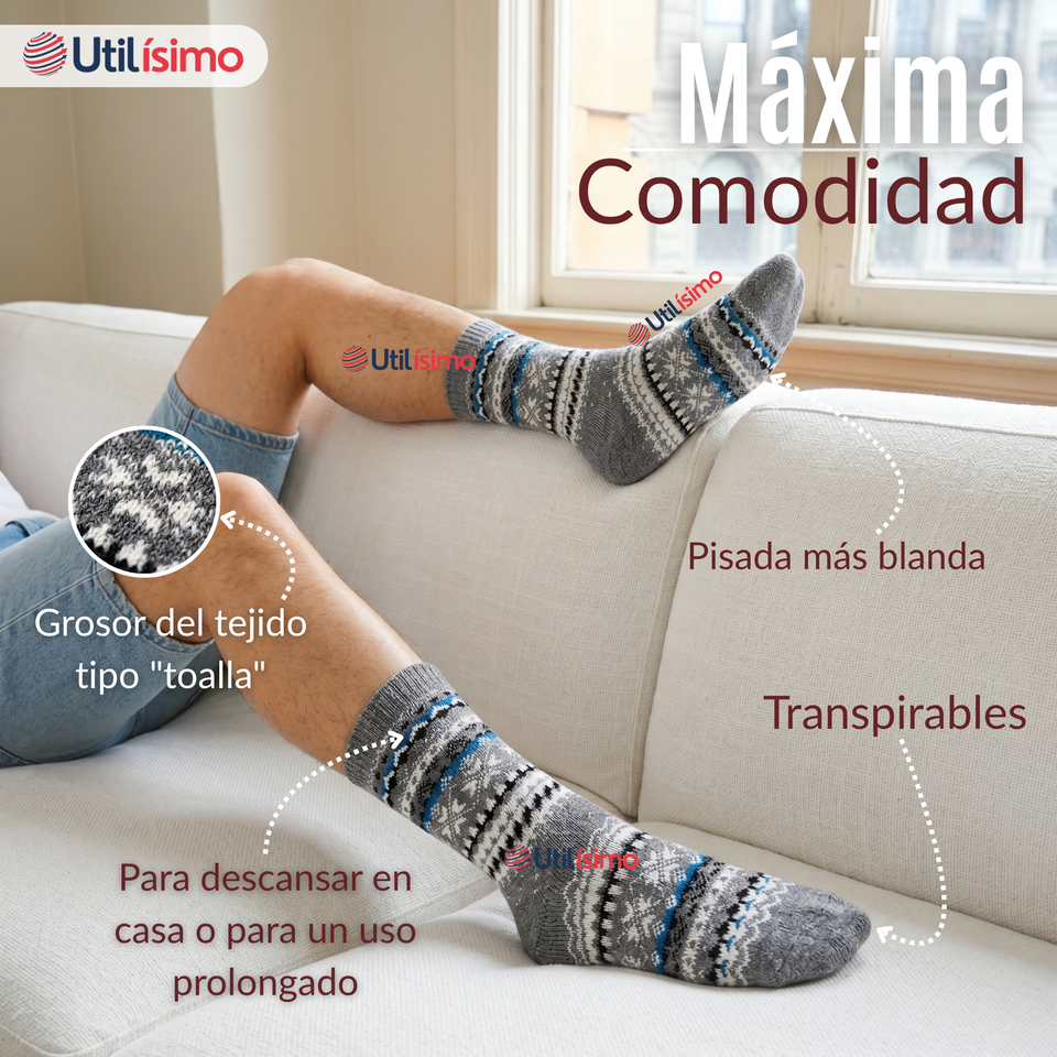 Pack 2 Calcetines Toalla Grueso Hombre Frío Surtidos Invierno