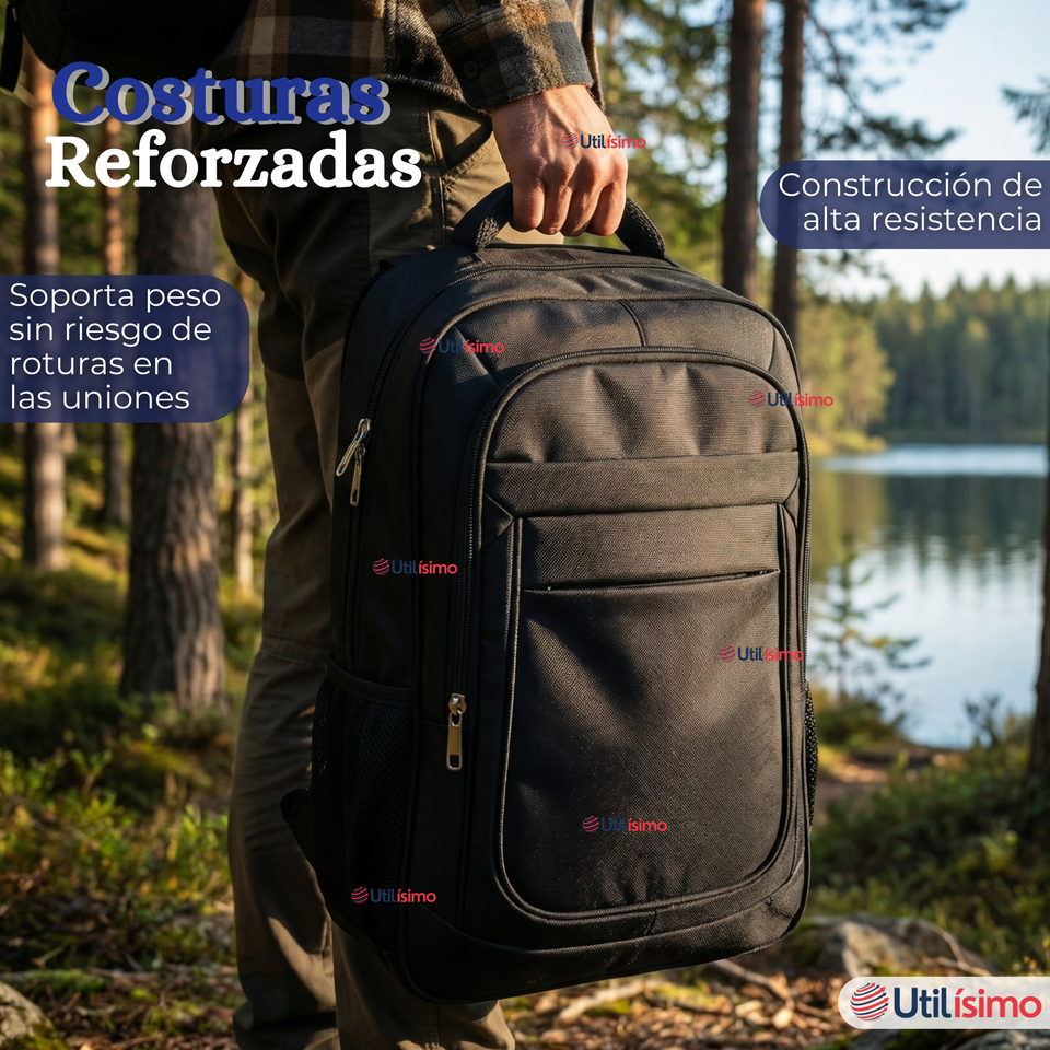Mochila Escolar Ejecutiva Notebook Impermeable Resistente 53cm Negro 28L