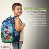 Mochila Escolar Bolso Con Efecto 3D Estuche + Lonchera 40Cm Tela Oxford Niño Skate Hero