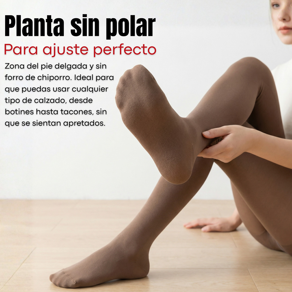 Calza Panty Efecto Piel Polar Térmica Con Chiporro Mujer Elasticada