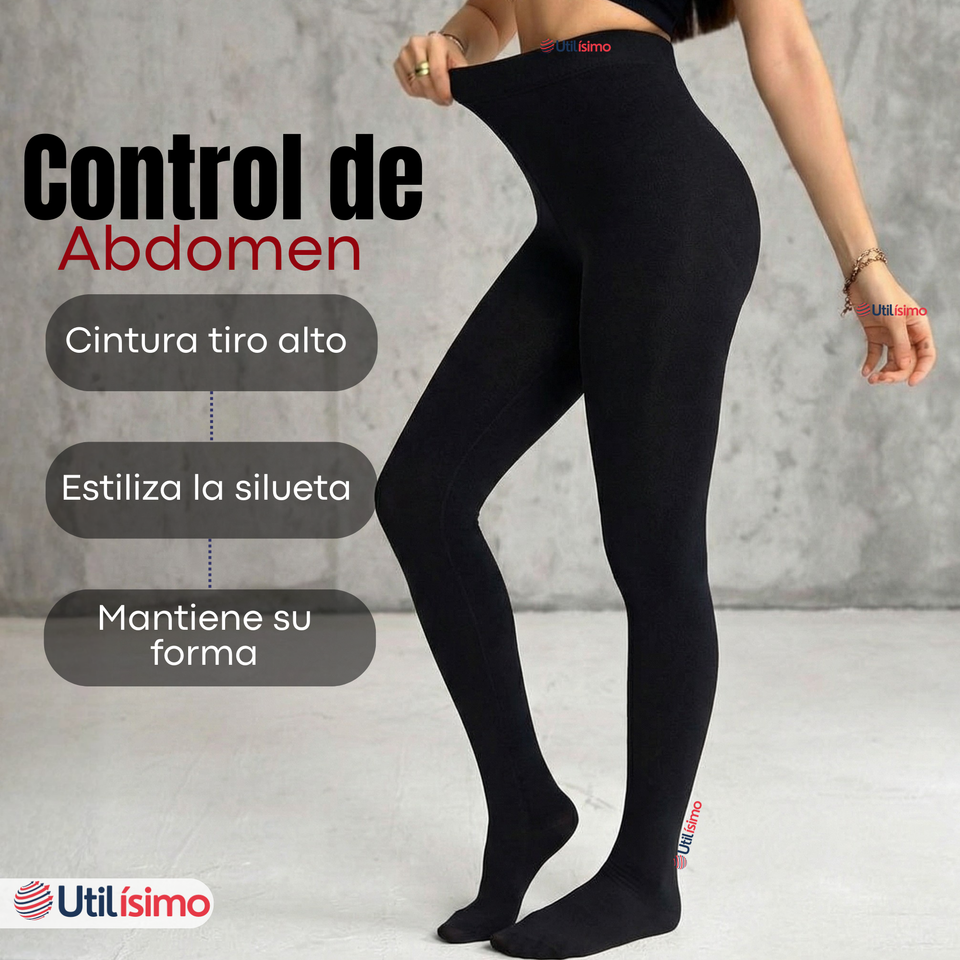 Pack 3 Calzas Pantys Con Chiporro Mujer Elasticada Negra