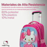 Mochila Escolar Hello Kitty Con Ruedas Desmontables + Estuche + Lonchera Niña Poliéster Pink