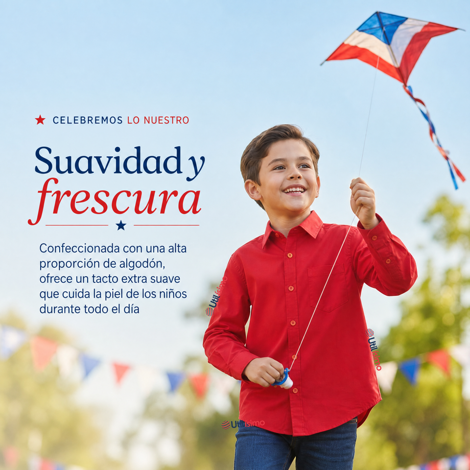 Camisa Huaso Niño Algodón Rojo Fiestas Patrias Traje Típico