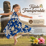 Pareo Pascuense Niña Hawaiano Azul Danza Fiestas Patrias