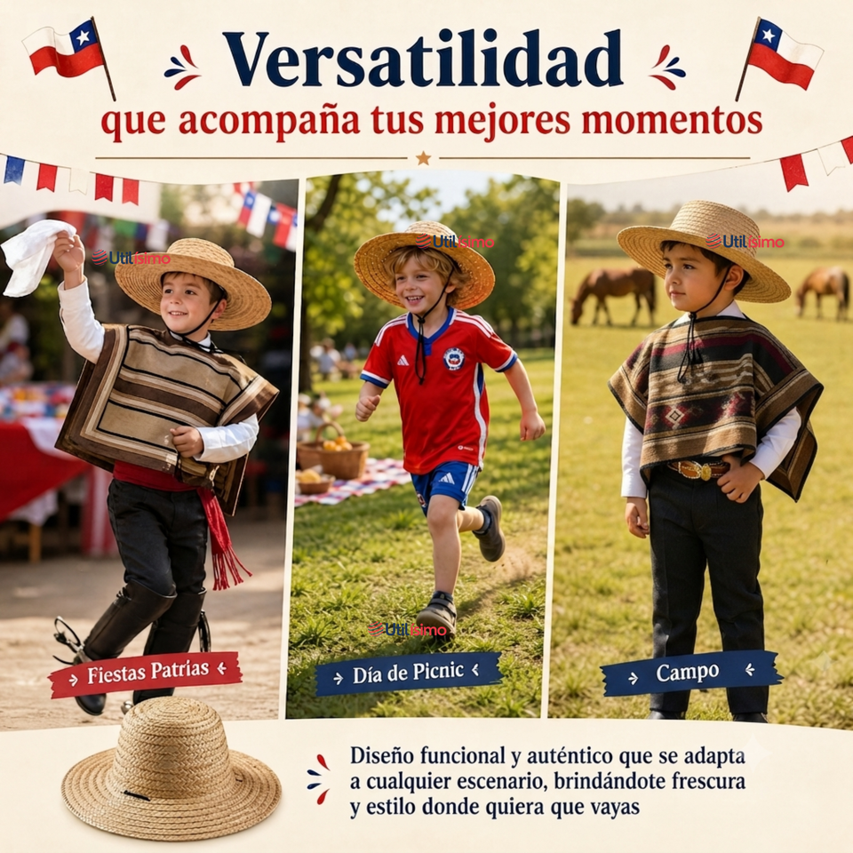 Sombrero Chupalla Huaso Niño Fiestas Patrias
