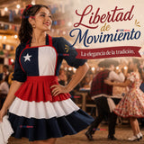 Pack 3 Delantales Diseño Tricolor Con Vuelos Mujer Fiestas Patria