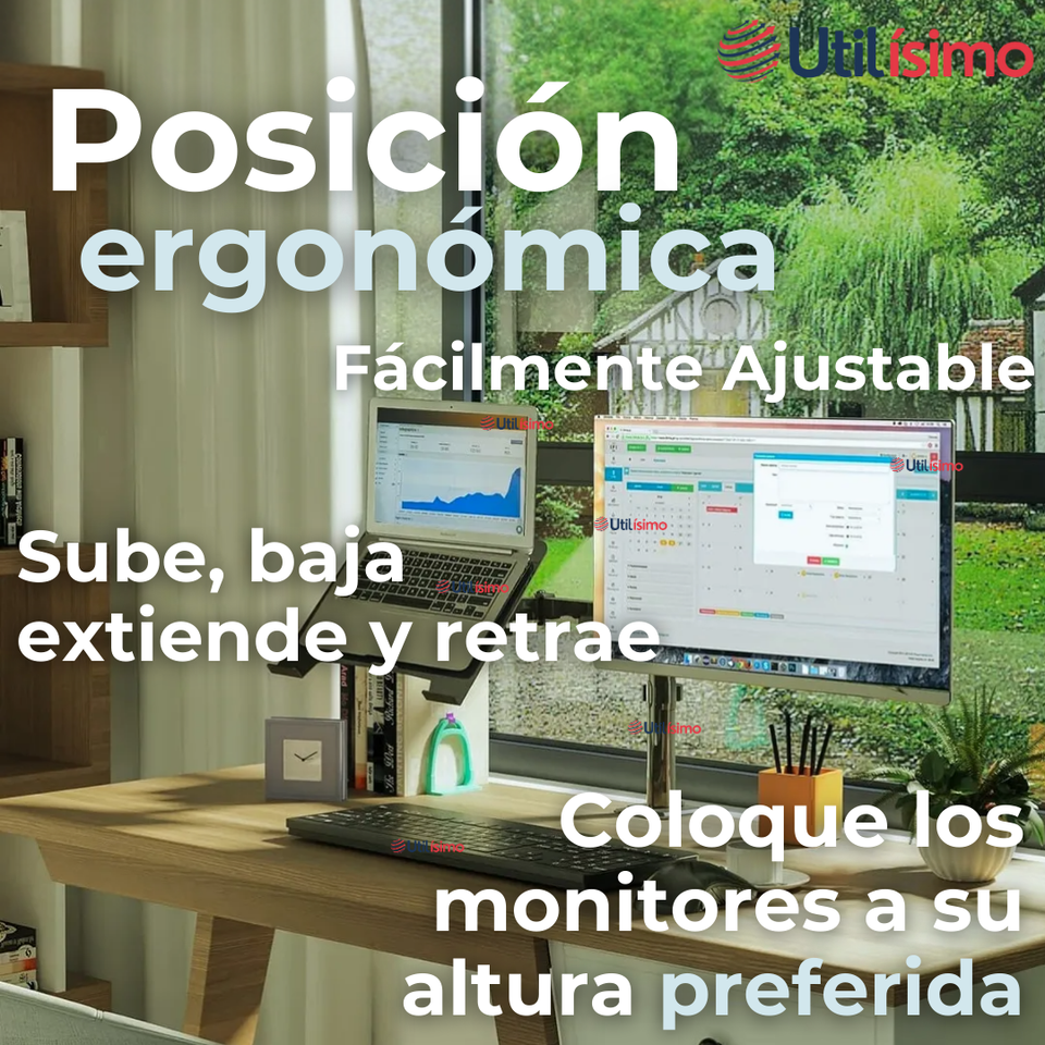 Soporte Brazo Doble Articulado Para Monitor Y Notebook Escritorio 15 a 33 Pulgadas 15 17 19 22 24 27 28 29 30 32