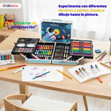 Set 145 Piezas Arte Infantil Dibujo Maletín Metálico Completo Incluye Lápices Marcadores Pinturas Pasteles Y Accesorios