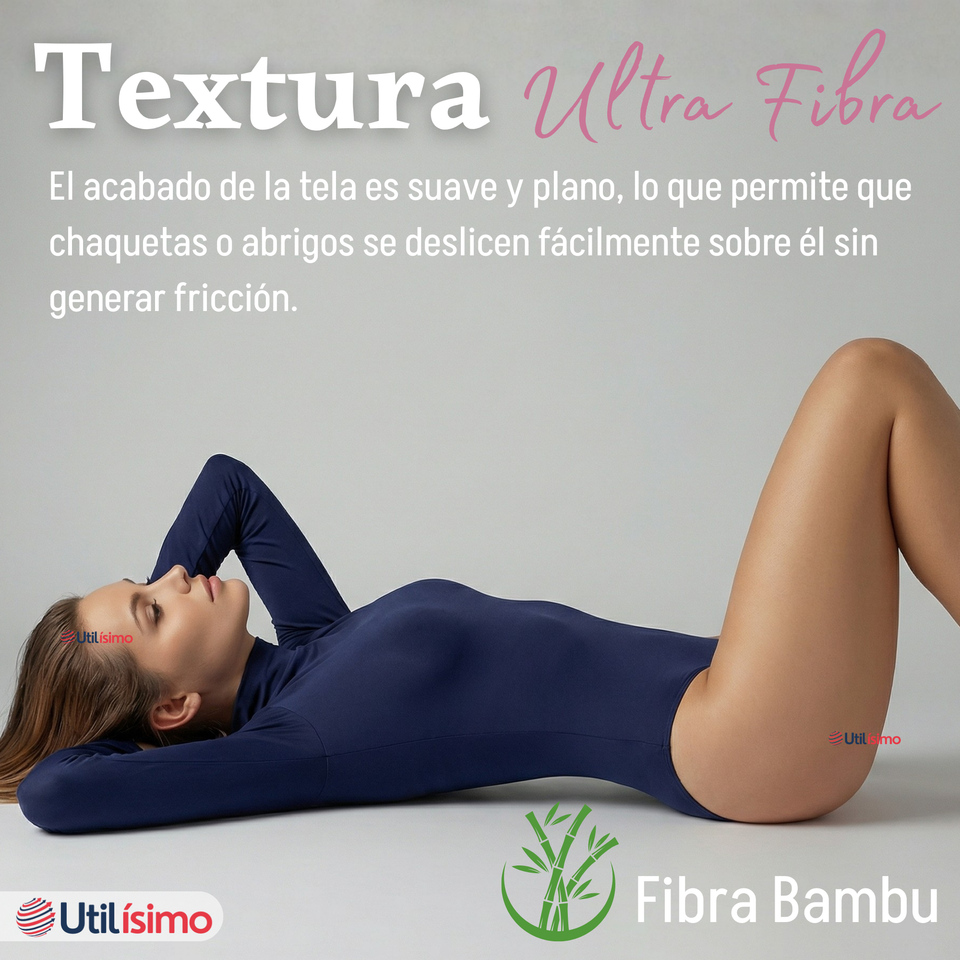 Body Manga Larga Bambú Cuello Alto Beatle Mujer Colores Surtidos