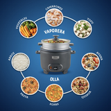 Oster Arrocera 3 en 1, 10 Tazas de Capacidad Función de Sofrito, Vaporera, Recubrimiento Antiadherente Oster DiamondForce, CKSTRC10DFSKE