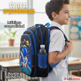 Mochila Escolar Con Ruedas + Estuche + Lonchera Poliéster Astronauta Niño