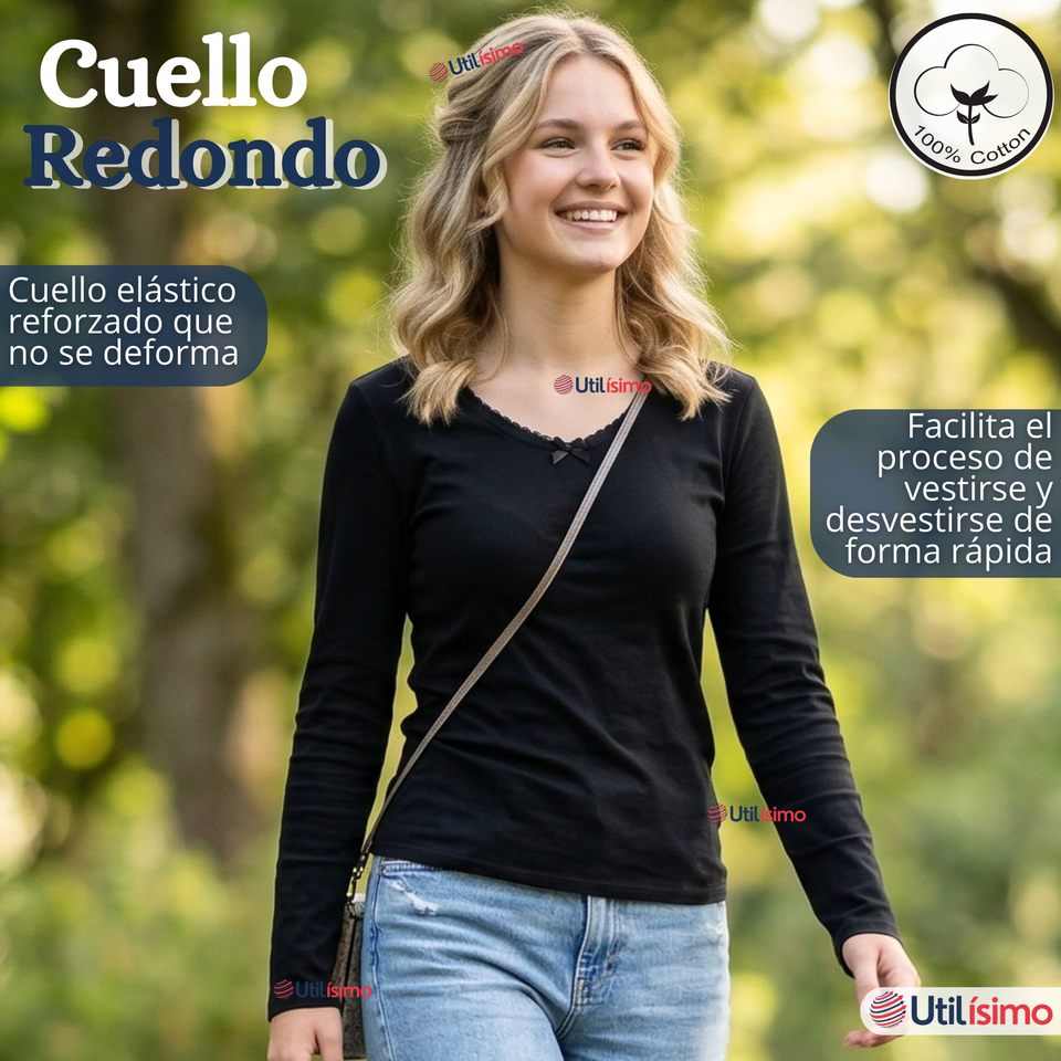 Pack 3 Camisetas Poleras Algodón Cuello Redondo Primera Capa Manga Larga Colores Surtidos Niña