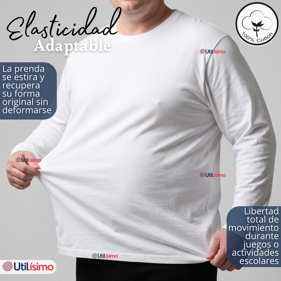 Pack 6 Camisetas Poleras 100% Algodón Basico Manga Larga Primera Capa Hombre
