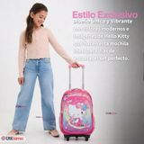 Mochila Escolar Hello Kitty Dreams Con Ruedas Desmontables + Estuche + Lonchera Niña Poliéster