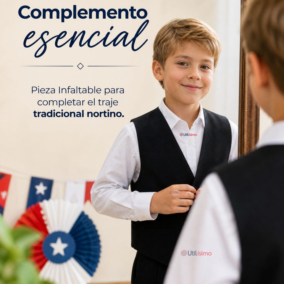 Chaleco Bolero Negro Tradicional Niño Fiestas Patrias