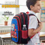 Mochila Escolar Con Ruedas + Estuche + Lonchera Poliéster Oso Niño