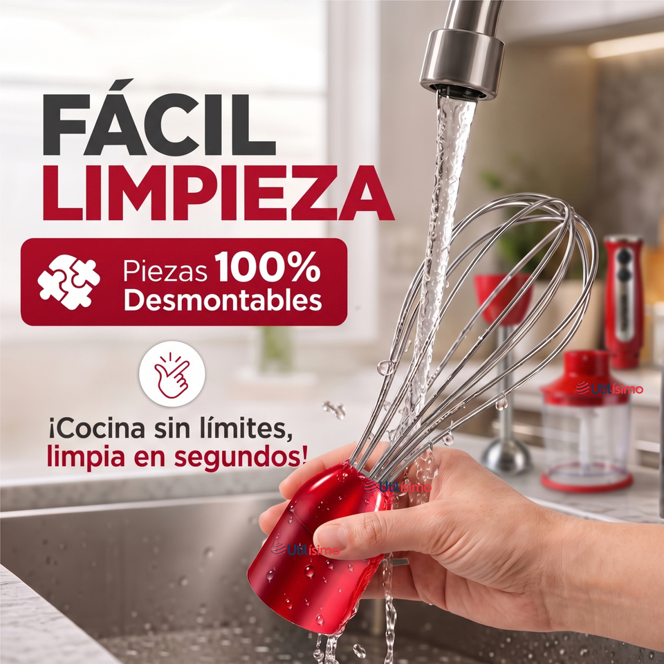 Batidora de inmersión Telefunken Smartmix 2500 roja acero inoxidable 800W