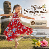 Pareo Pascuense Niña Hawaiano Rojo Danza Fiestas Patrias