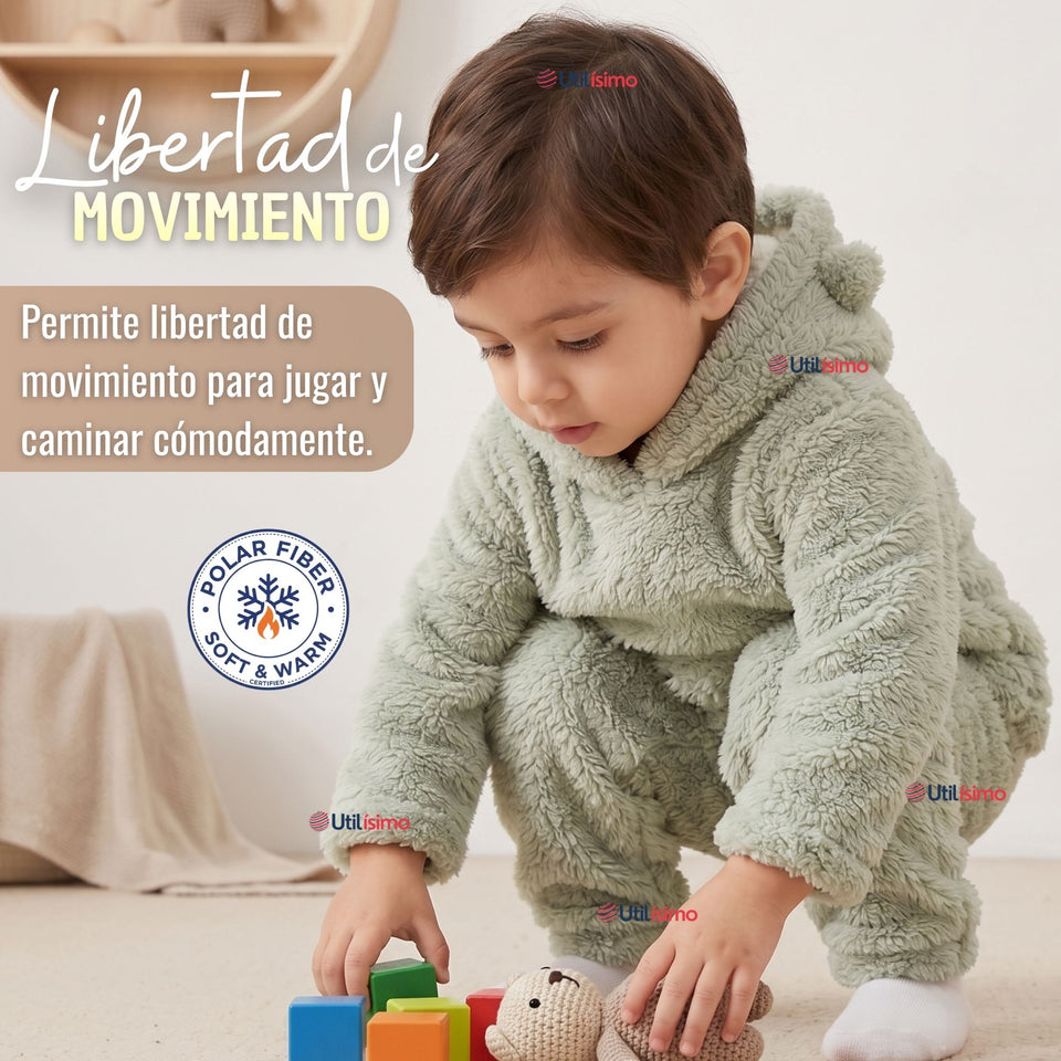 Buzo Polerón Conjunto Polar Niño Con Capucha Unicolor Verde Claro