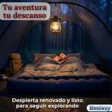 Colchón Inflable 2 Plazas Camping Más Inflador Y Dos Almohadas Bestway