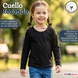 Pack 3 Camisetas Poleras Algodón Cuello Redondo Primera Capa Manga Larga Colores Surtidos Niña
