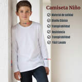 Camiseta Algodón Manga Larga Polera Primera Capa Blanco Niño