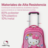 Mochila Escolar Hello Kitty Bailarina Con Ruedas Desmontables + Estuche + Lonchera Niña Poliéster