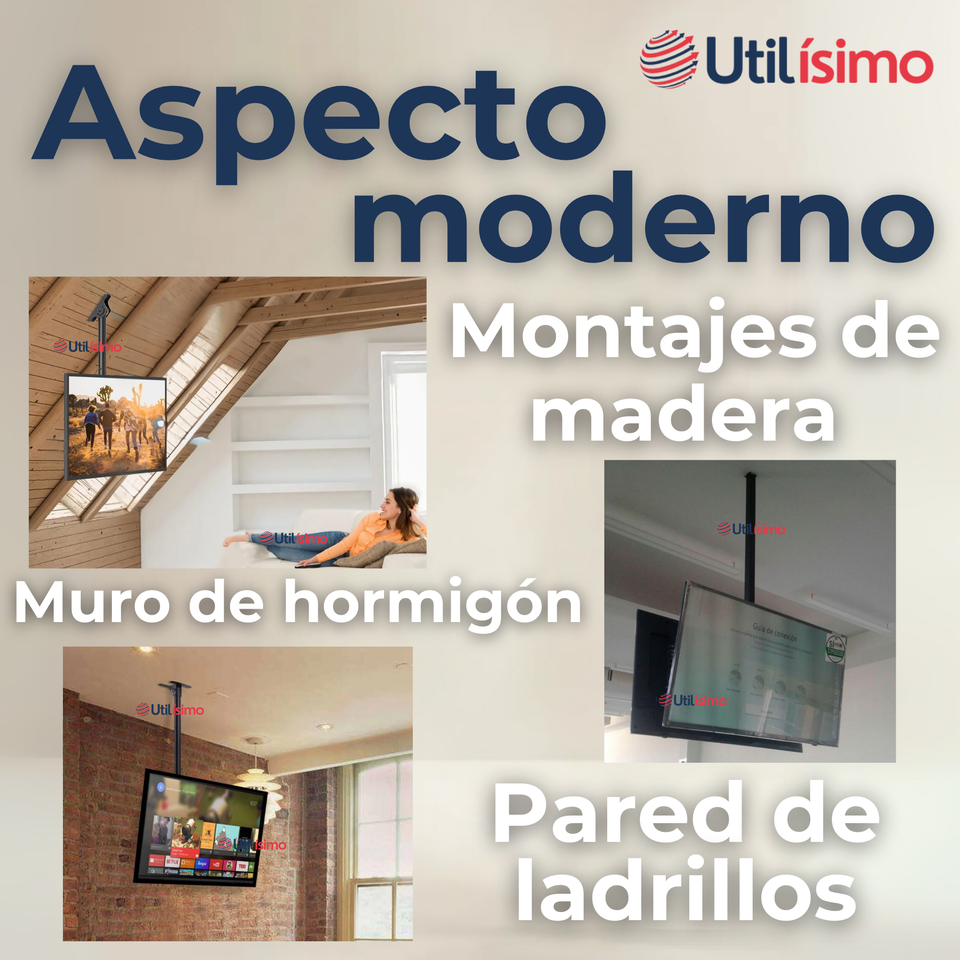 Soporte TV Pared Techo Ajustable 68Kg 32 a 85 Pulgadas 32 40 43 50 55 60 65 70 75 77 80 82 85