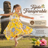 Pareo Pascuense Niña Hawaiano Amarillo Danza Fiestas Patrias