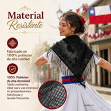 Pack 3 Puntillas Chales Traje Típico Baile Chilote Mujer Negro 110x51cm