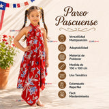 Pack 3 Pareos Pascuense Niña Hawaiano Surtidos Danza Fiestas Patrias