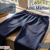 Pack 3 Buzos Pantalones Escolares Niños Unisex 100% Algodón Azul Bota Acanalada 3 a 16 años