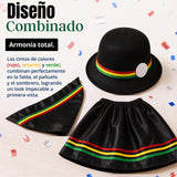 Traje Nortino Niña 3 piezas Negro Baile Típico Fiestas Patrias