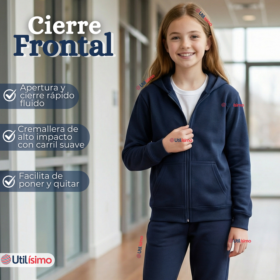 Conjunto Escolar Buzo Pantalón Y Polerón 100% Algodón Unisex Niños Azul 3 a 16 años