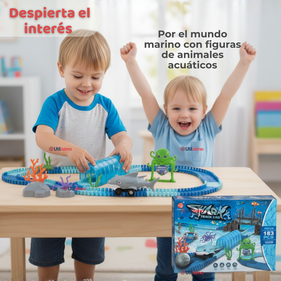Pista Carreras de Auto Juguete Flexible Acuático 183 Piezas