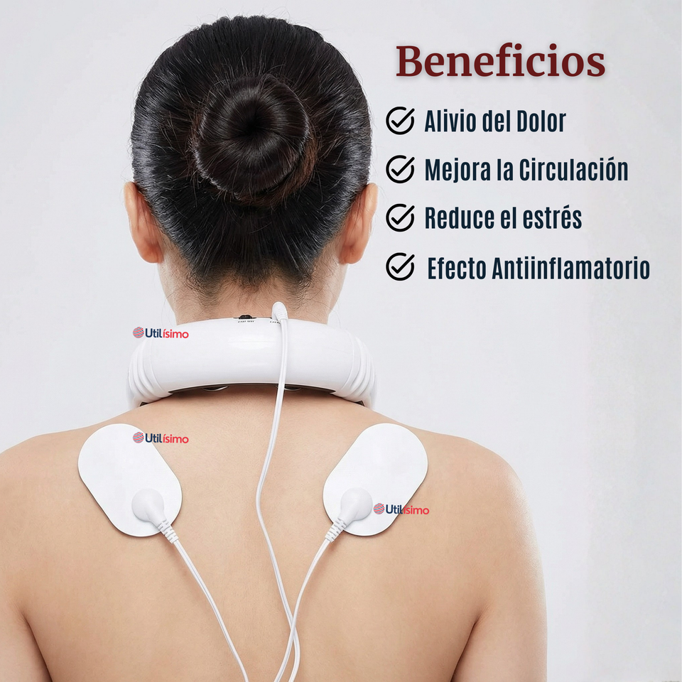 Masajeador Electro Estimulador Cervical Cuello Recargable 2 Electrodos