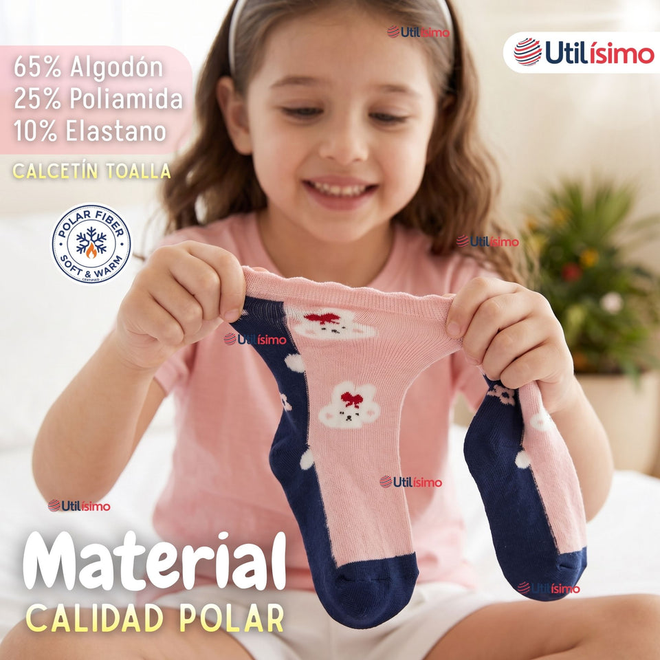 Pack 4 Pares Calcetines Niña Toalla Térmicos Suaves