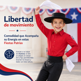 Camisa Huaso Niño Algodón Rojo Fiestas Patrias Traje Típico