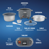 Oster Arrocera 3 en 1, 10 Tazas de Capacidad Función de Sofrito, Vaporera, Recubrimiento Antiadherente Oster DiamondForce, CKSTRC10DFSKE