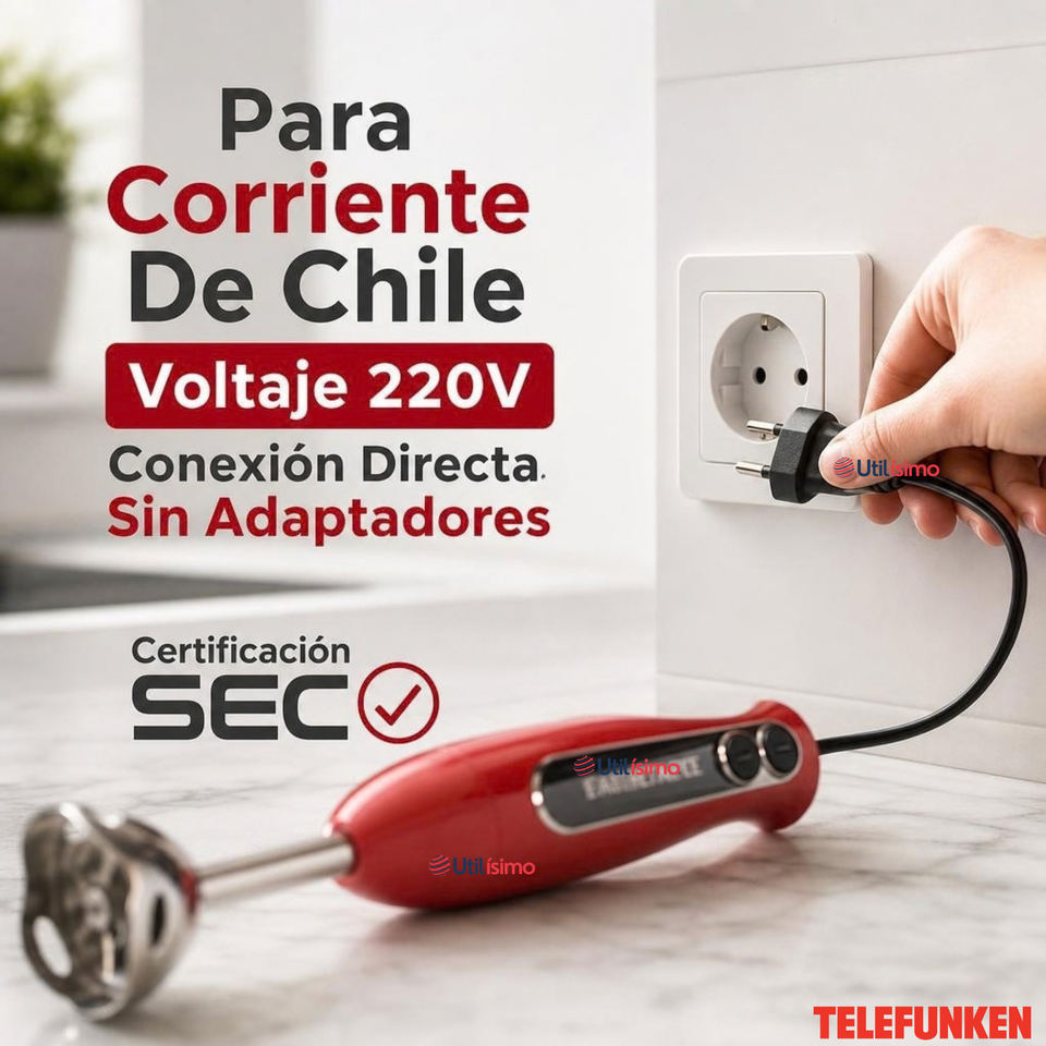 Batidora de inmersión Telefunken Smartmix 2500 roja acero inoxidable 800W
