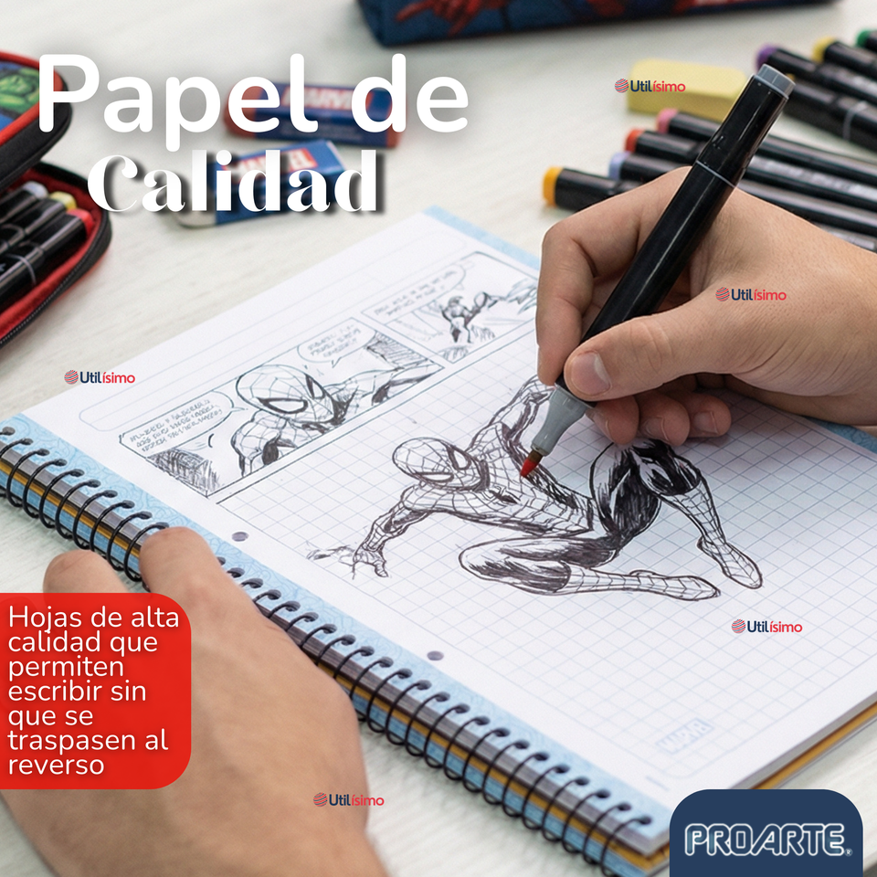 Pack 6 Cuadernos Universitario Marvel Heroes Kawaii 150 Hojas Tapa Gruesa Proarte Diseño Surtido