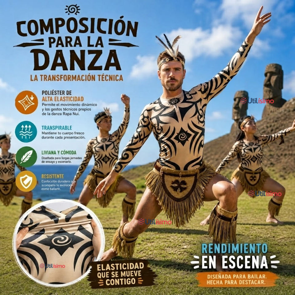 Pack 3 Poleras Diseño Tattoo Hombre Rapa Nui Estilo Pascuense Traje Danza
