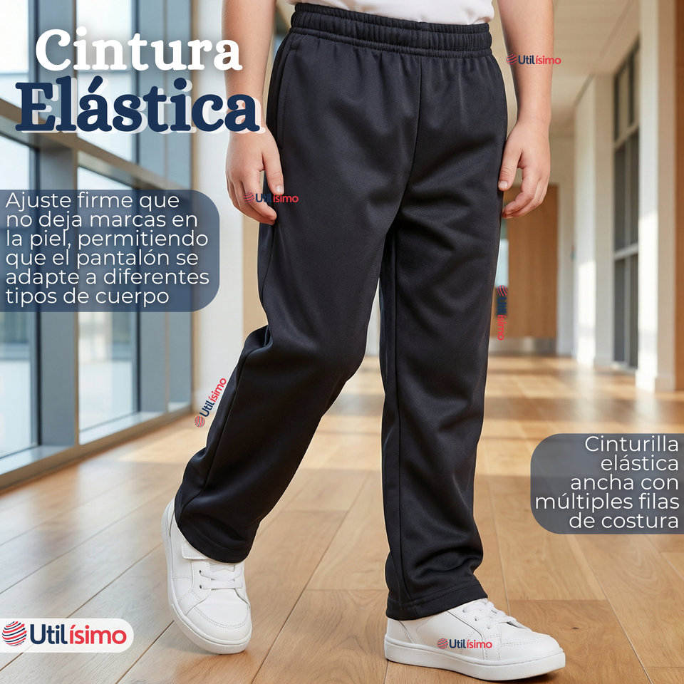 Pack 2 Conjuntos Escolares Buzo Pantalón Y Polerón Tela Sintética Unisex Niños Azul 3 a 16 años