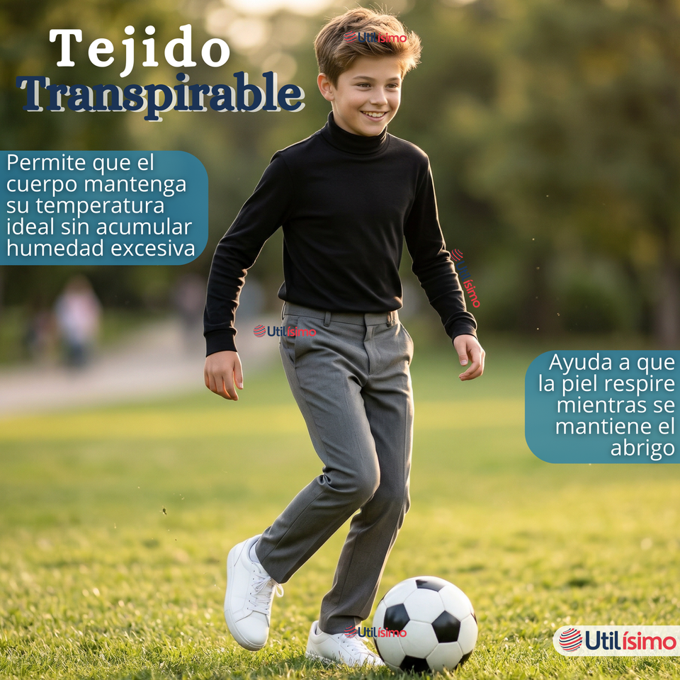 Pack 3 Poleras Camisetas Polar Negras Primera Capa Beatle Manga Larga Niño