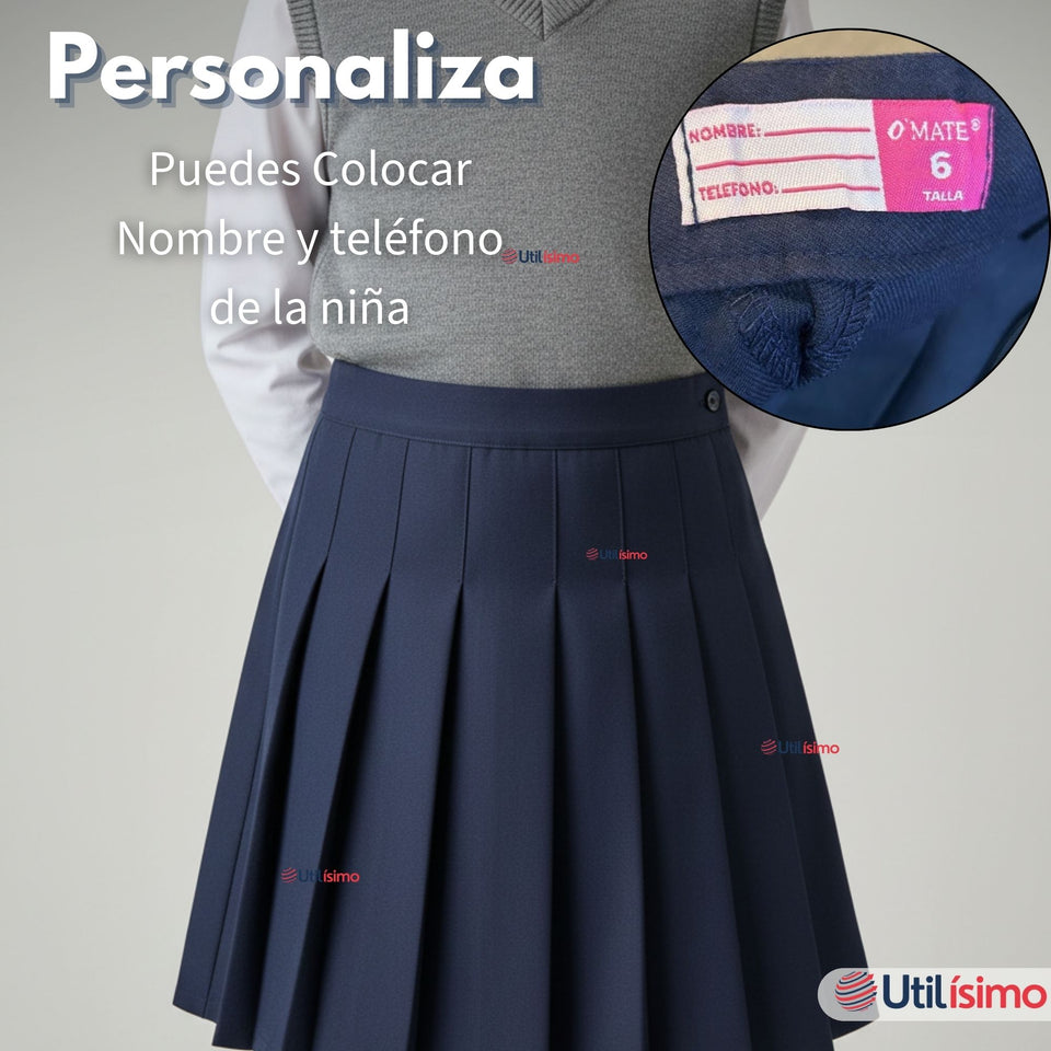 Falda Escolar Color Azul Uniforme Para Niñas