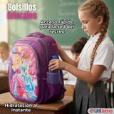 Mochila Escolar Con Ruedas + Estuche + Lonchera Poliéster Princesas Niña