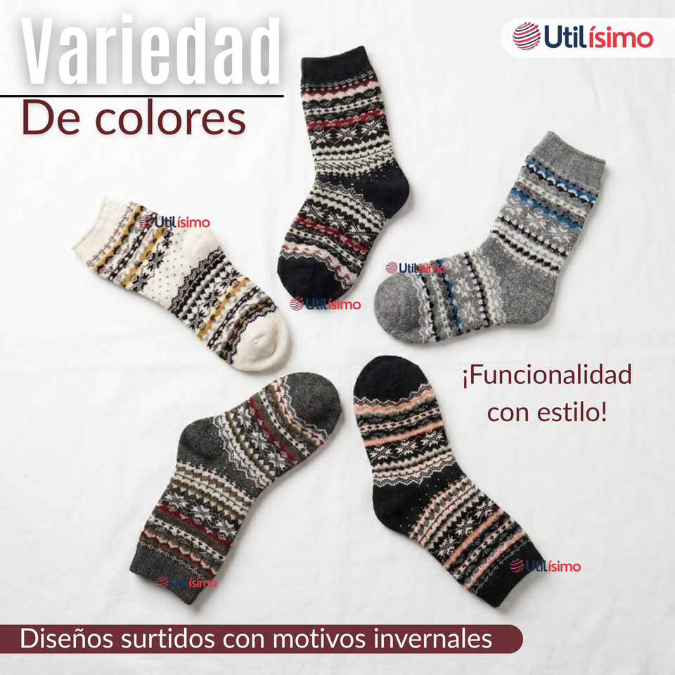 Pack 2 Calcetines Toalla Grueso Mujer Frío Surtidos Invierno