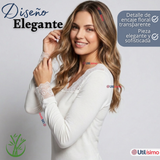 Pack 6 Camisetas Poleras Bambú Cuello V Manga Larga Con Encaje Colores Surtidos Mujer